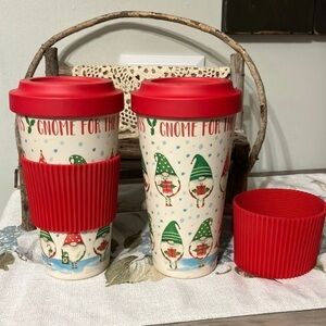 Cambridge GNOME FOR THE HOLIDAYS BAMBOO HOT/COLD CHRISTMAS TUMBLERS